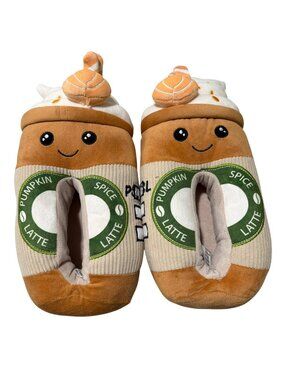 New Pumpkin Spice Latte Plush Slippers Ladies By Feetmoji